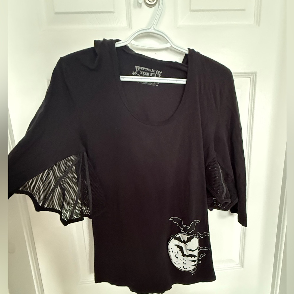 Gothic Black Bat Sleeve Top